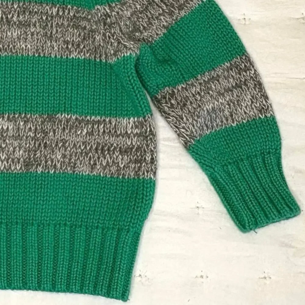 Old Navy Crew Neck Sweater Boys 12-18M | Green Gray Striped
